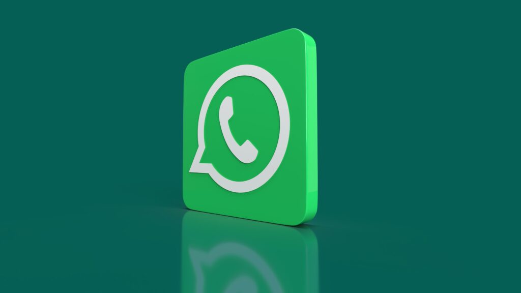 WhatsApp icon on a green background with an online status tracker.