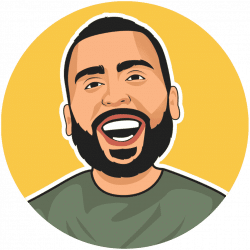 A cartoon of a man with a beard and a smile, designed to introduce him in the "Meet the Team" section.